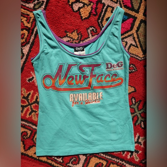 NWT Vintage D&G Teal and Purple Graphic Tank Top - Picture 1 of 5